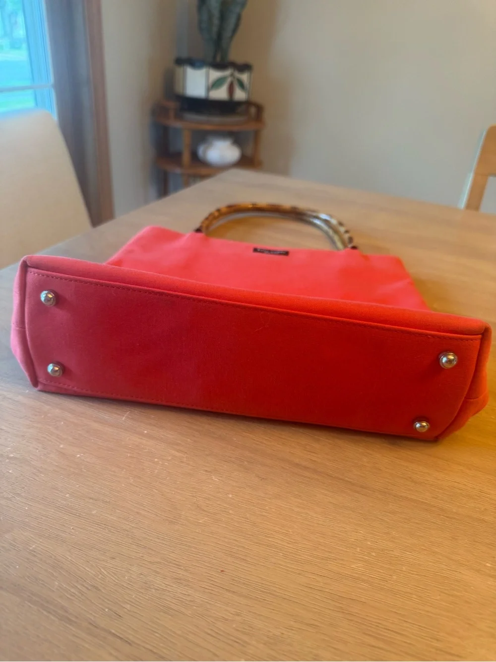 Vintage Kate Spade orange bamboo handles hand bag